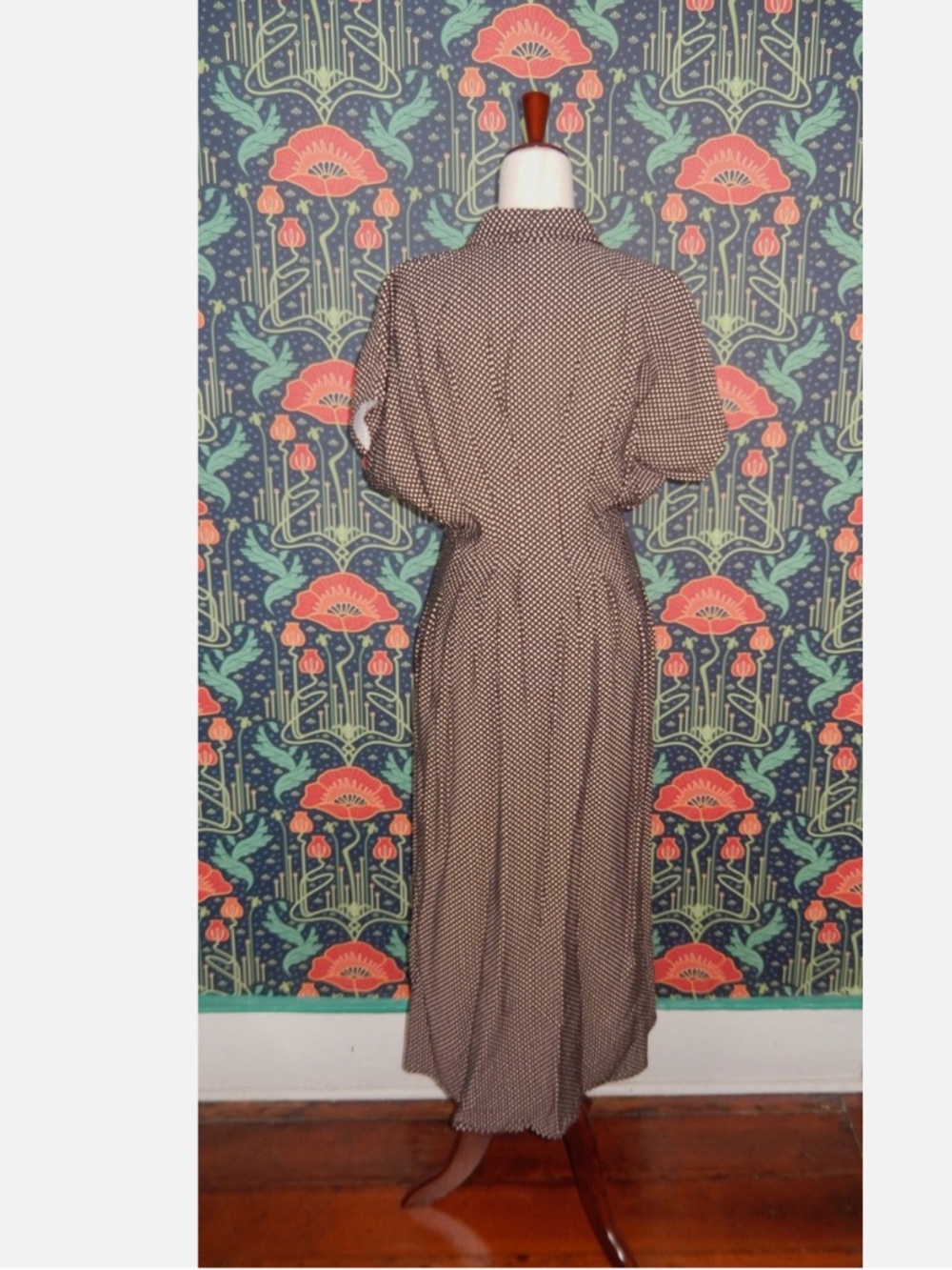 Loft Brown White Polka Dot Pindot Pleated Midi Shirtdress New S - Picture 9 of 9